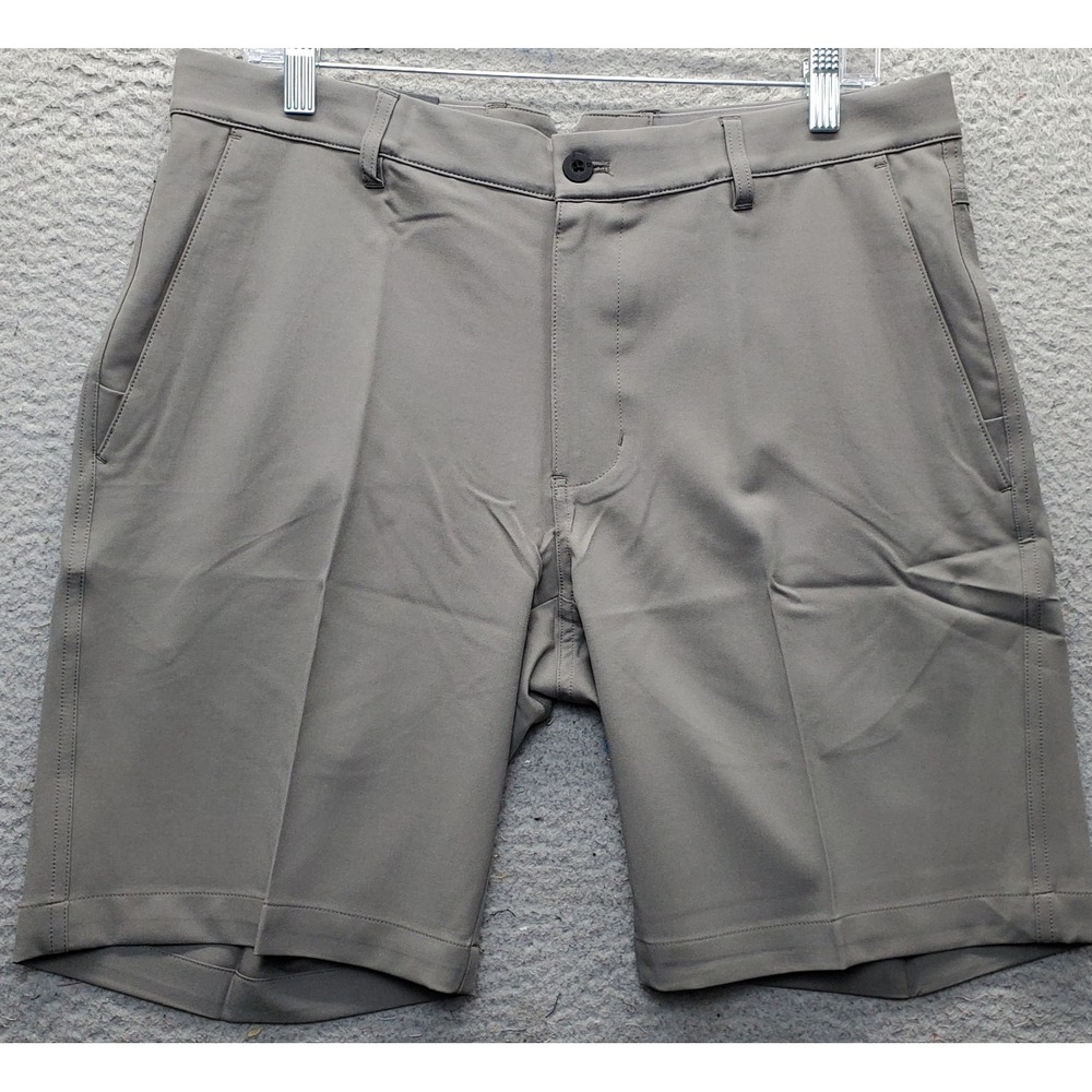 Dunning Golf Shorts Mens 33 Gray Player Fit Woven Performance Stretch Flat Front
